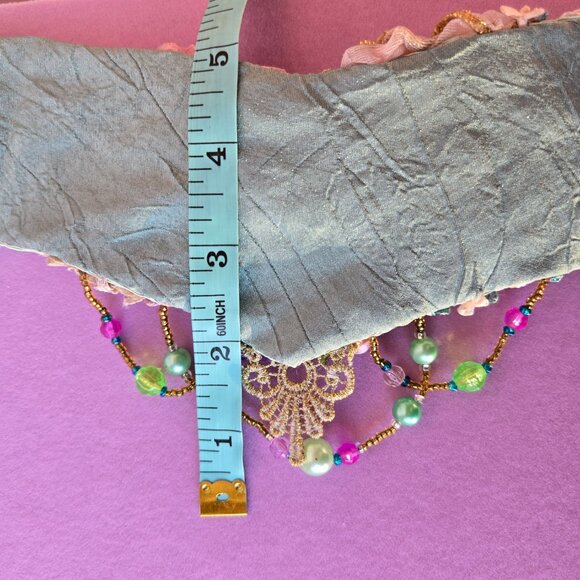 Handmade Pink Rose Embroidered Victorian-style Choker Collar Fairycore - Picture 8 of 10